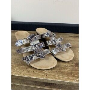 Vionic Radia Sandal Womens 8 Snakeskin Leather Adjustable Straps Orthotic Wedge